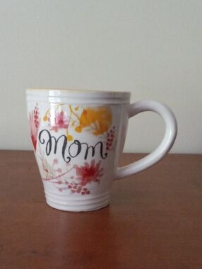 Hallmark Mom Floral Ceramic Coffee Mug in White with Pink and Yellow Accents